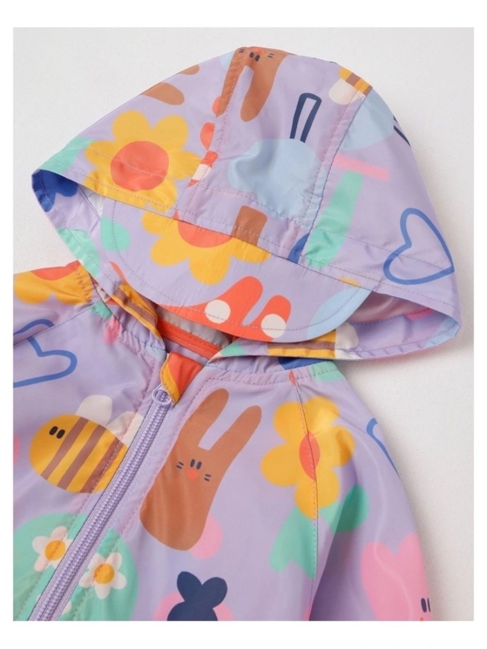 Jack & Milly Comet Fold Away Rain Coat with Happy Place Print in Lavender NWT - Picture 3 of 4
